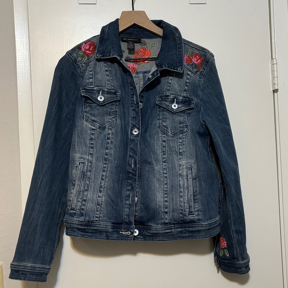 INC Embroidered Denim Jacket